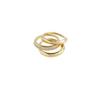 BLOOM recycled crystal       3 in 1 rings - gold plated