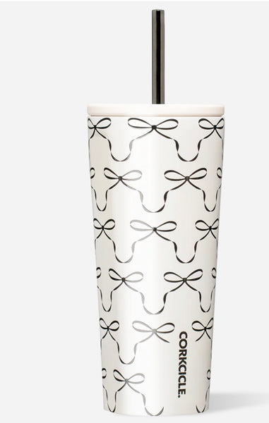 COLD CUP
INSULATED TUMBLER WITH STRAW- Black Bow 24oz