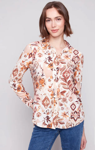 Raina Button Up Long sleeve - Jacobean