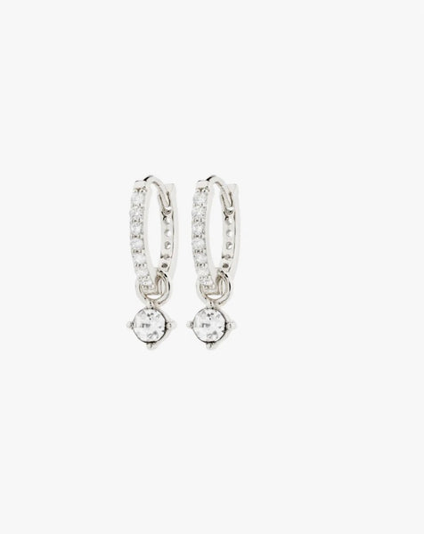 JOA Crystal Hoop Earrings - Silver Plated