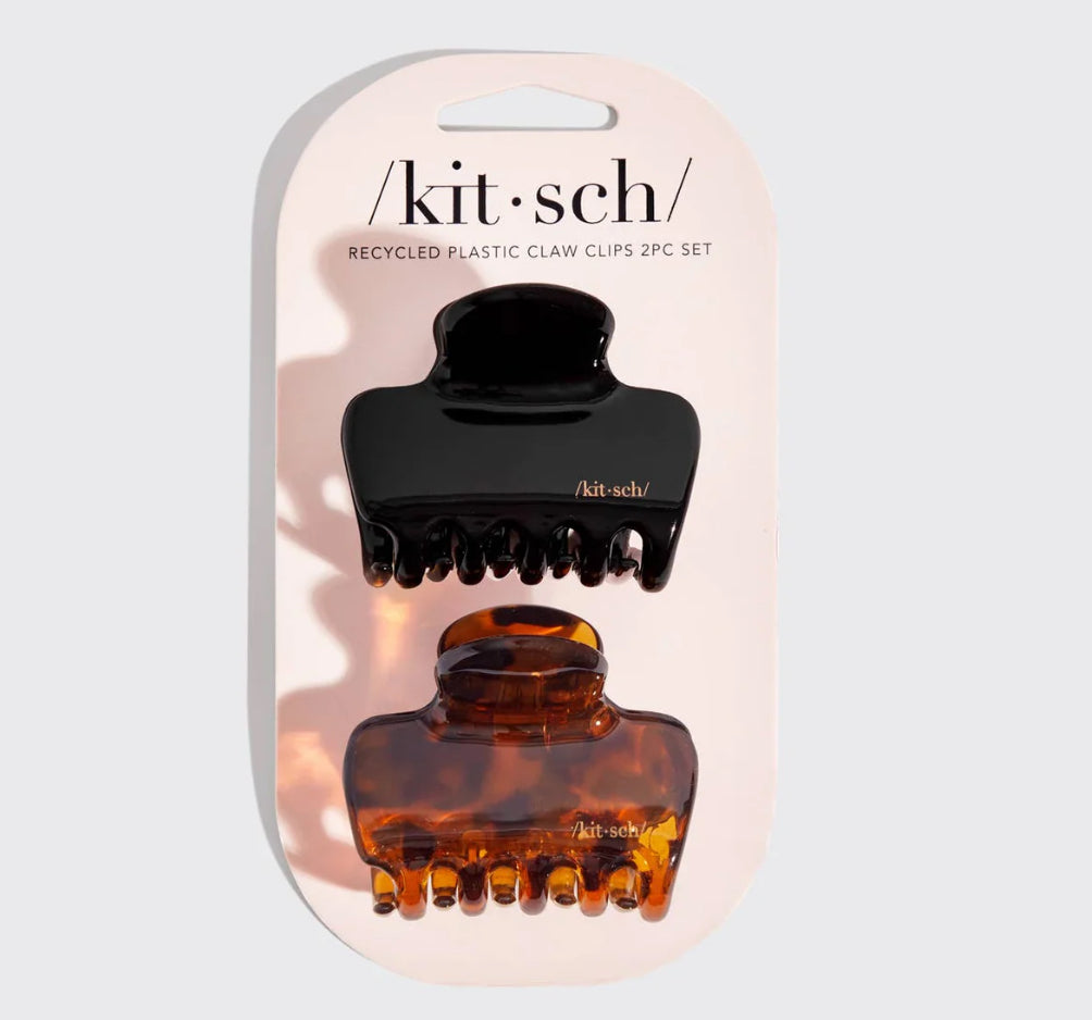 Medium Puffy Claw Clips - 2pc Black & Tort