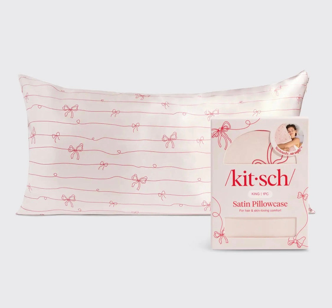 Satin Pillowcase - Striped Bows