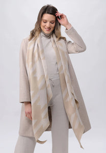 SUSTAINABILITY EDITION EXPLODED HOUNDSTOOTH RECYCLED BIAS SCARF- marzipan