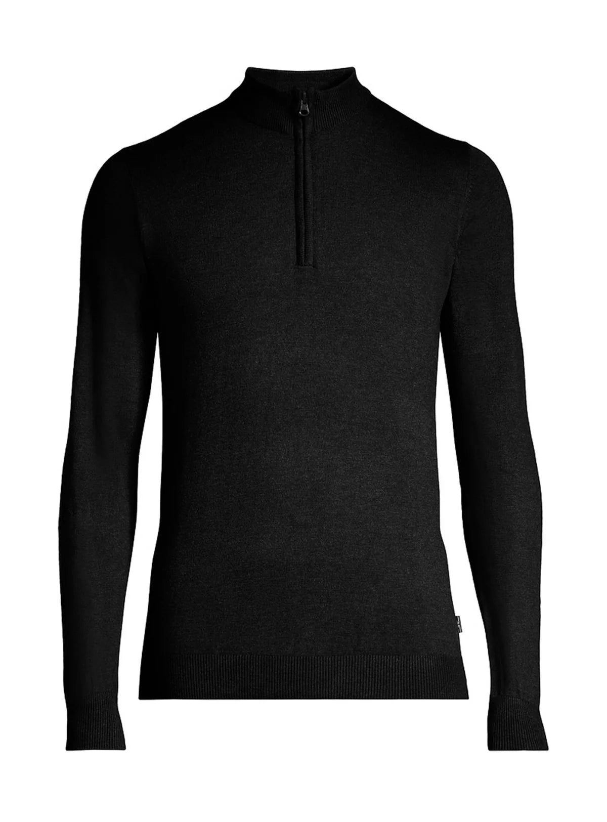 COTTON QUARTER ZIP SWEATER - BLACK
