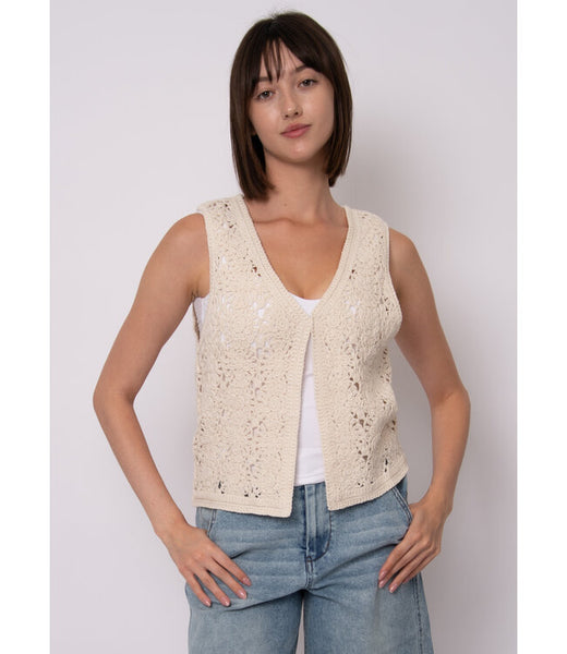 Sloane Vest Cardigan - Bone