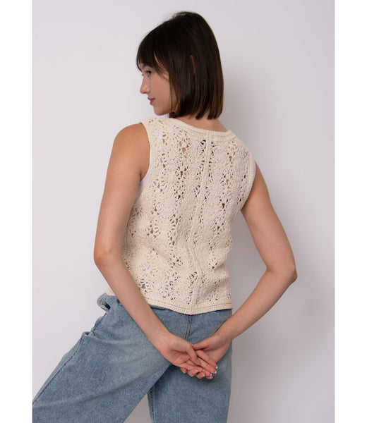 Sloane Vest Cardigan - Bone