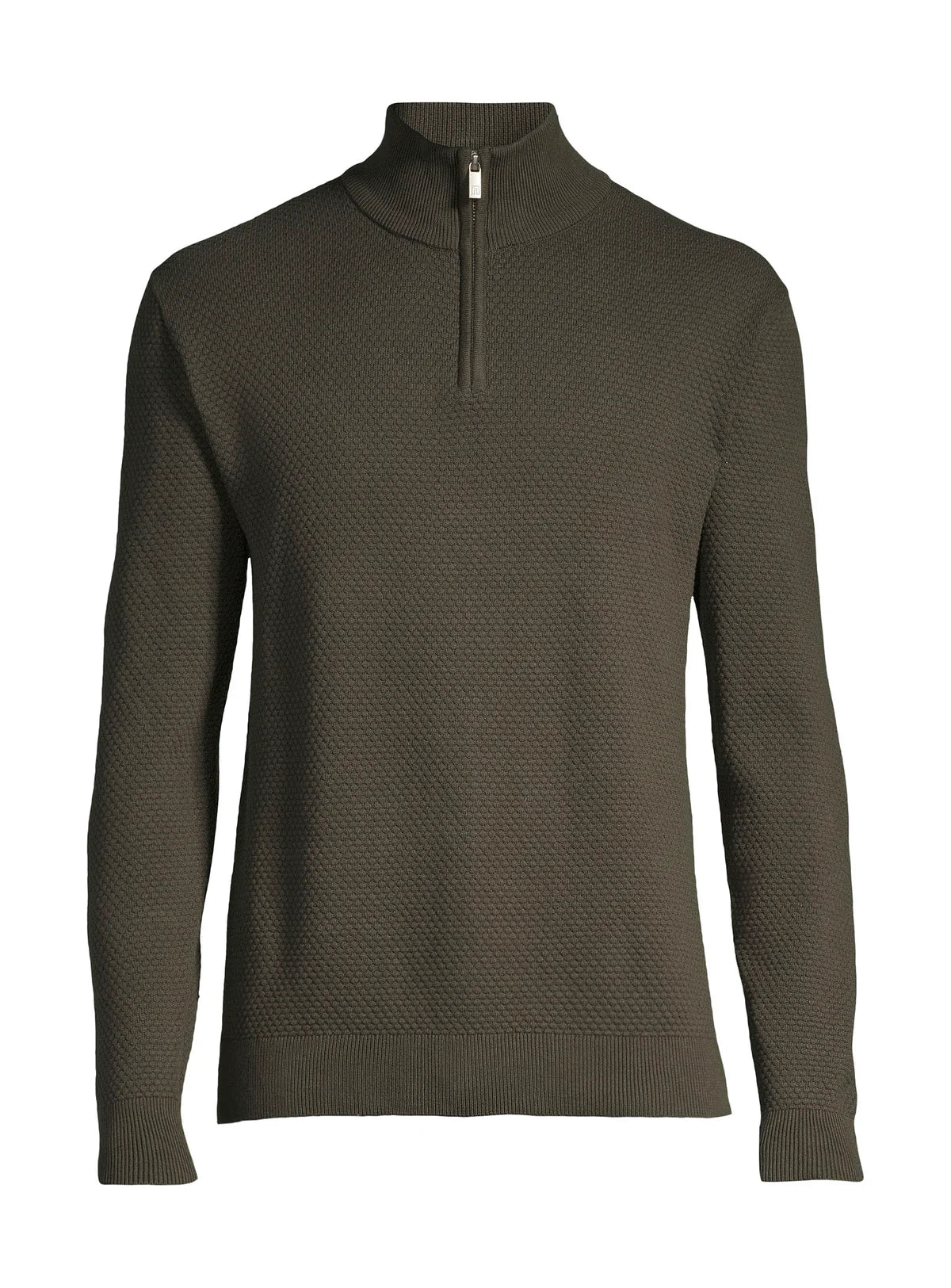 COTTON QUARTER ZIP SWEATER - GREEN