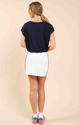ON MY MIND ELASTIC HEM KNIT TOP - Navy
