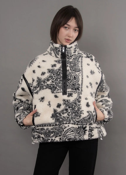 Mila 1/2 Zip Sherpa Pullover - Cream