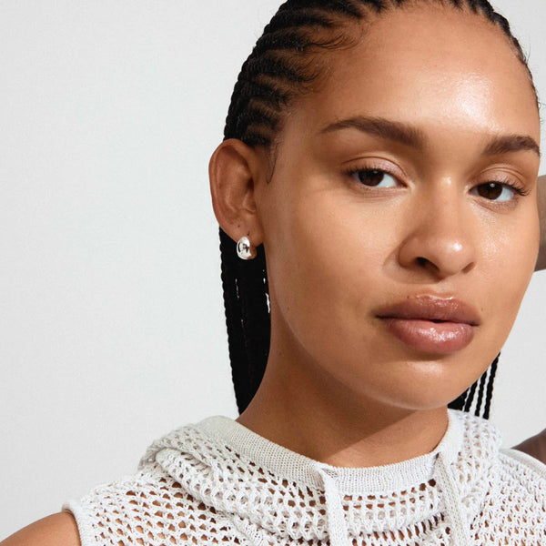 JUA RECYCLED CHUNKY HOOP EARRINGS- Silver
