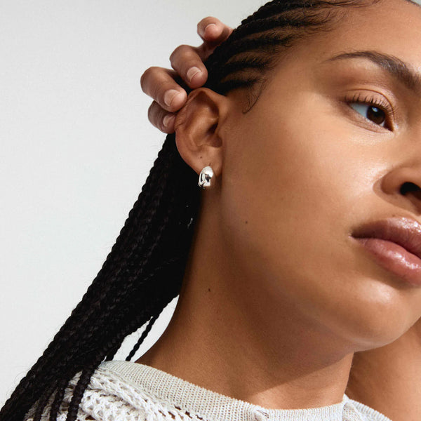 JUA RECYCLED CHUNKY HOOP EARRINGS- Silver