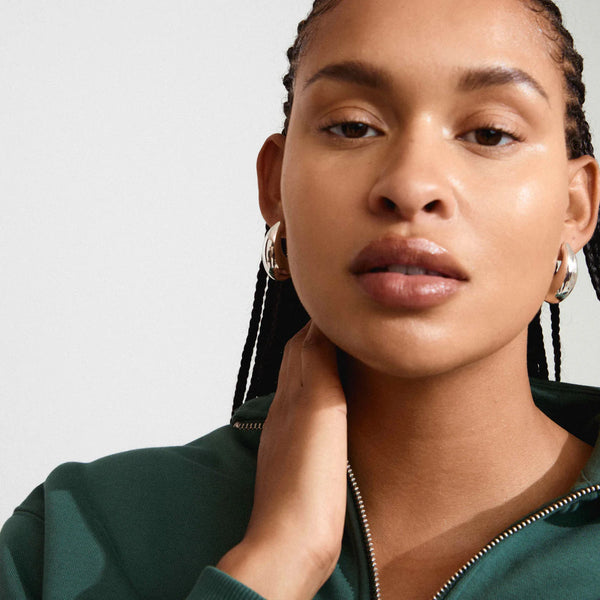 RORY RECYCLED HALF-HOOP EARRINGS- silver