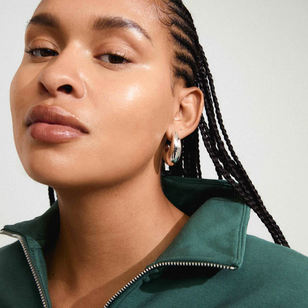 RORY RECYCLED HALF-HOOP EARRINGS- silver