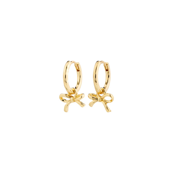 LYSANDRA RECYCLED BOW PENDANT HOOP EARRINGS- gold