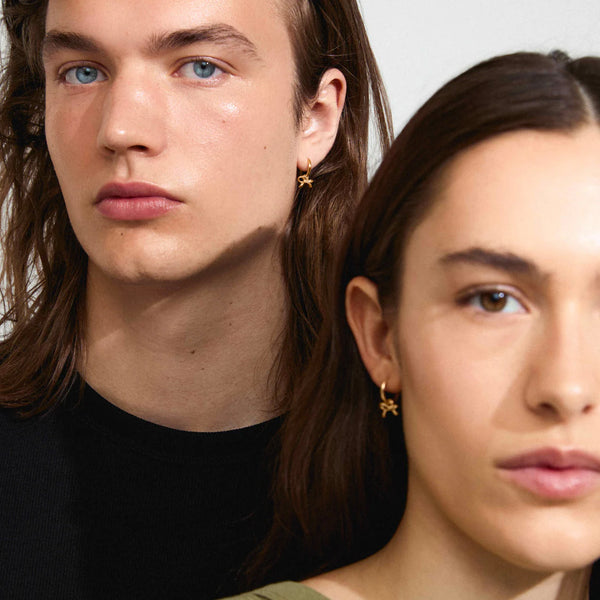 LYSANDRA RECYCLED BOW PENDANT HOOP EARRINGS- gold