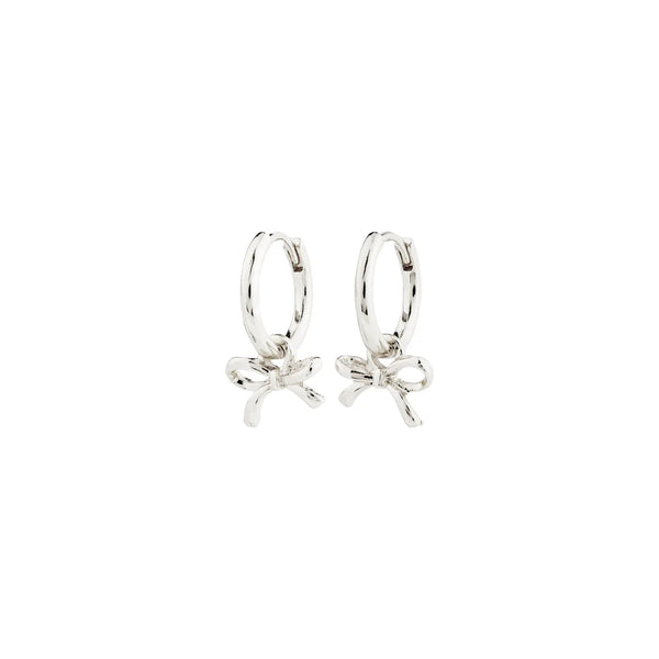 LYSANDRA RECYCLED BOW PENDANT HOOP EARRINGS- silver