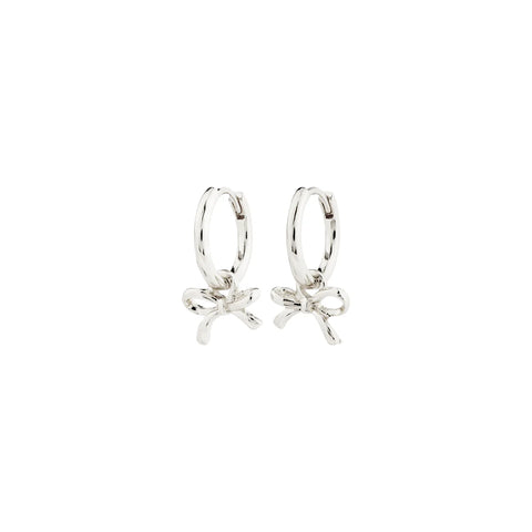 LYSANDRA RECYCLED BOW PENDANT HOOP EARRINGS- silver