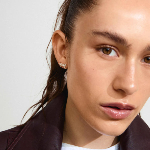 CATHARINA RECYCLED MICRO CRYSTAL BOW EARRINGS- silver