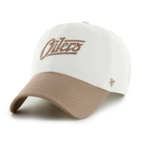 Edmonton Oilers '47 White & Brown Foundational TT Clean Up Adjustable Hat