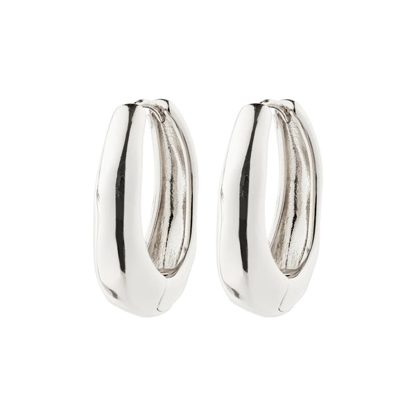 ASHER RECYCLED OVAL HOOP EARRINGS- silver