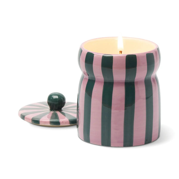 Cabana Cinnamon & Clove Striped Ceramic Candle 6.5oz