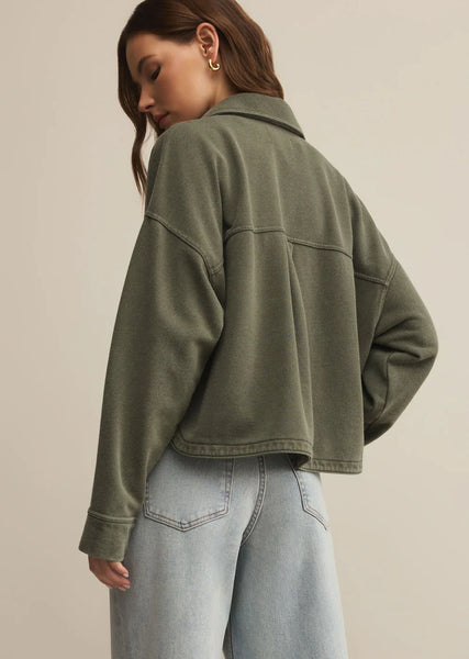 All Day Cropped Knit Jacket - Hunter Green