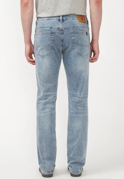 Straight Six Men's Jeans in Whiskered and Contrasted Blue