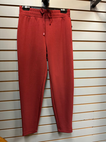 Julina Soft Knit Drawstring Pull On Tapered Pants - Chili