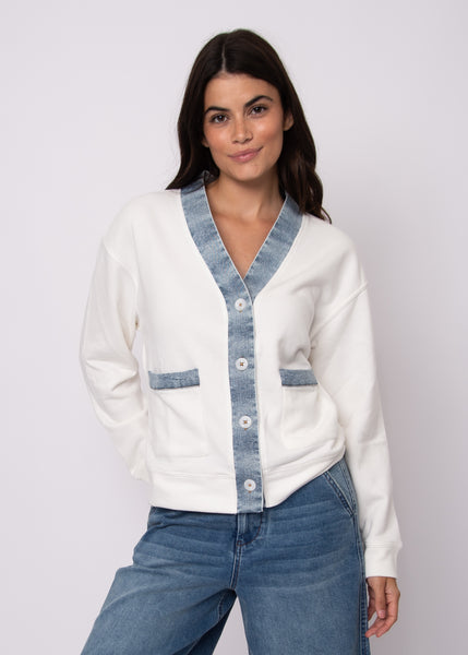 Kelly French Terry and Denim Cardigan