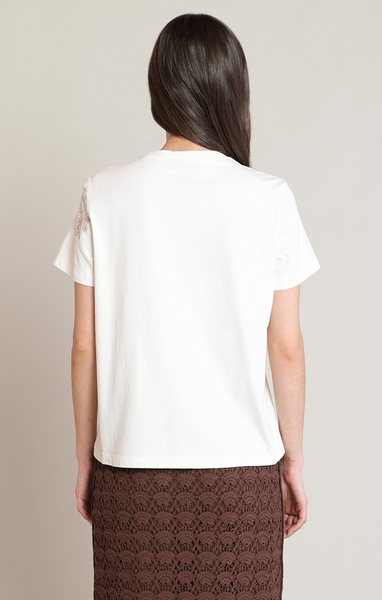 Cynthia Lace Embroidery Tee - White