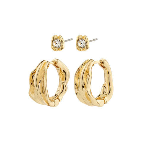 FEEL RECYCLED EARRINGS 2-IN-1 SET GOLD-PLATED