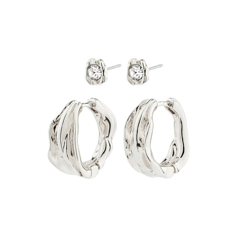 FEEL RECYCLED EARRINGS 2-IN-1 SET SILVER-PLATED