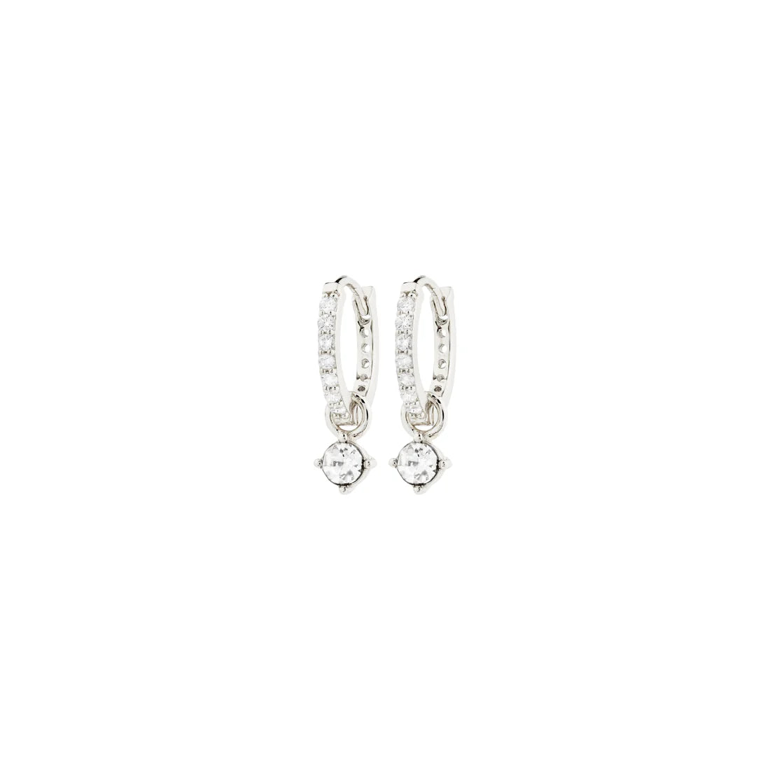 JOA Crystal Hoop Earrings - Silver Plated