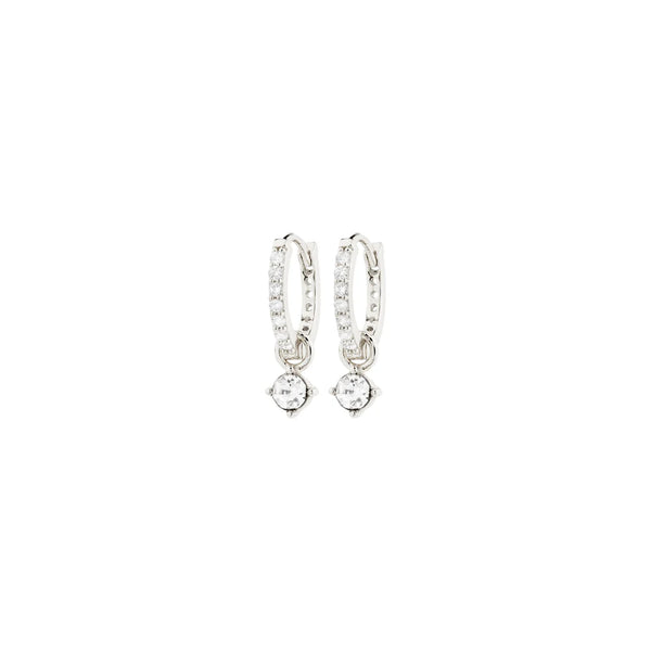 JOA Crystal Hoop Earrings - Silver Plated