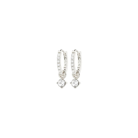 JOA Crystal Hoop Earrings - Silver Plated