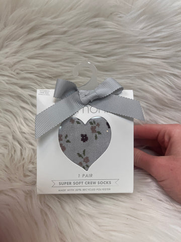 1 Pack Women’s Crew Sock Gift Box - Red/Grey