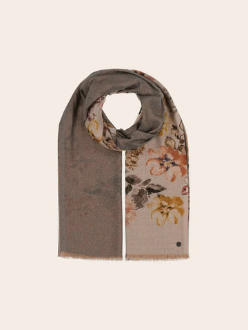 GLITTERING DOUBLE-FACE SCARF WITH A ROMANTIC FLORAL PRINT