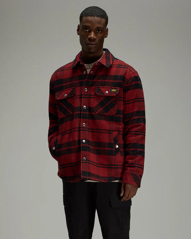 Braeden Plaid Sherpa Jacket - Red