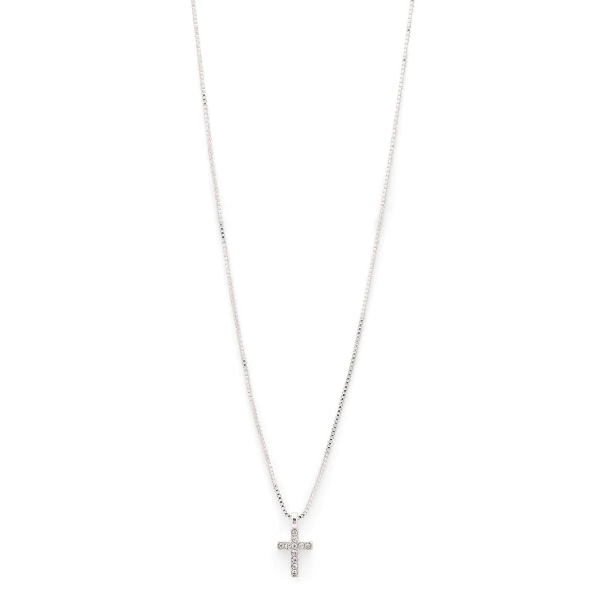 CLARA cross necklace - silver played crystal