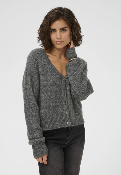 Melania Cardigan - Dark Grey Melange