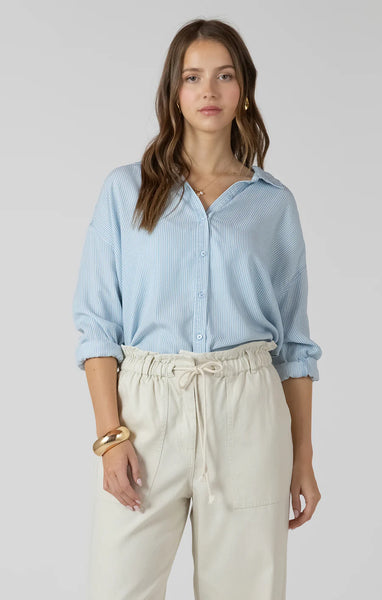 Emmy Button Front Shirt - Coastal Blue Stripe