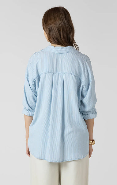 Emmy Button Front Shirt - Coastal Blue Stripe
