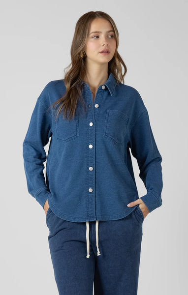 Callie Washed Knit Shirt - Washed Indigo