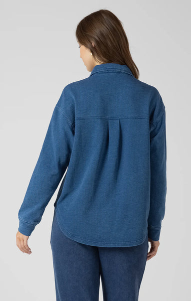 Callie Washed Knit Shirt - Washed Indigo