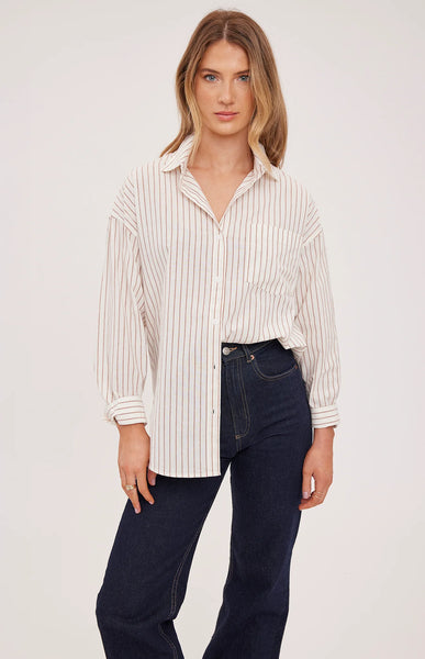 Orlando Button Up - Cream Stripe