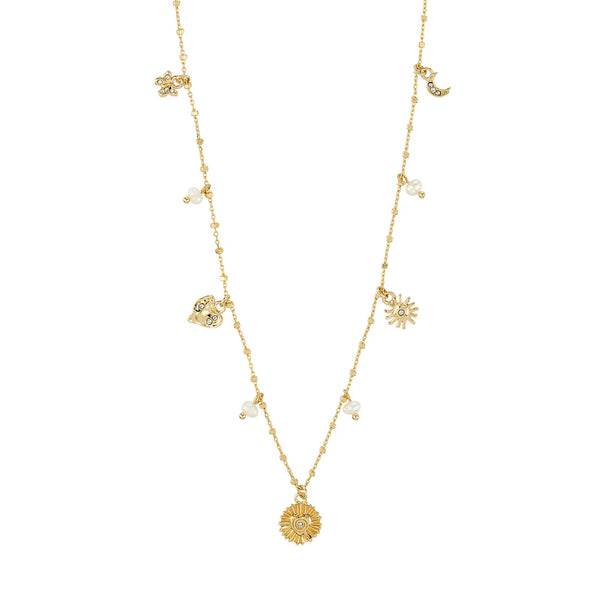 MYLAN CRYSTAL CHARMS NECKLACE - Gold Plated