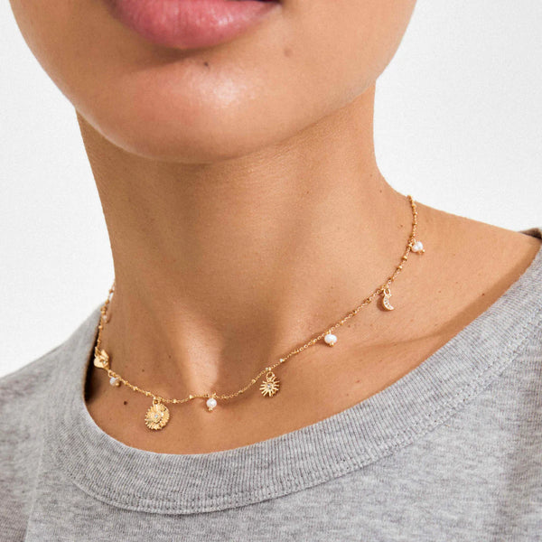 MYLAN CRYSTAL CHARMS NECKLACE - Gold Plated