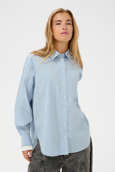 LEVIA SHIRT - Powder Blue Stripe