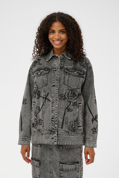 ROSS DENIM JACKET - Dark Grey Washed Denim