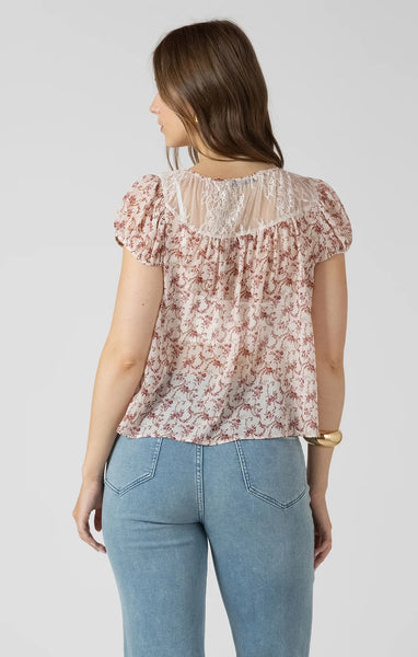 Lacey Tie Front Top - Floral Vine